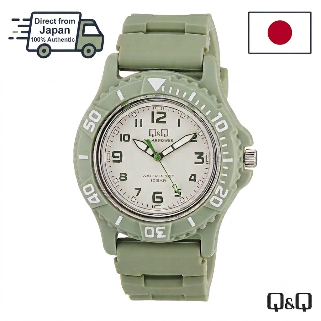 CITIZEN Q&Q Solar Powered E02A-005VK Green Mens Unisex Watch