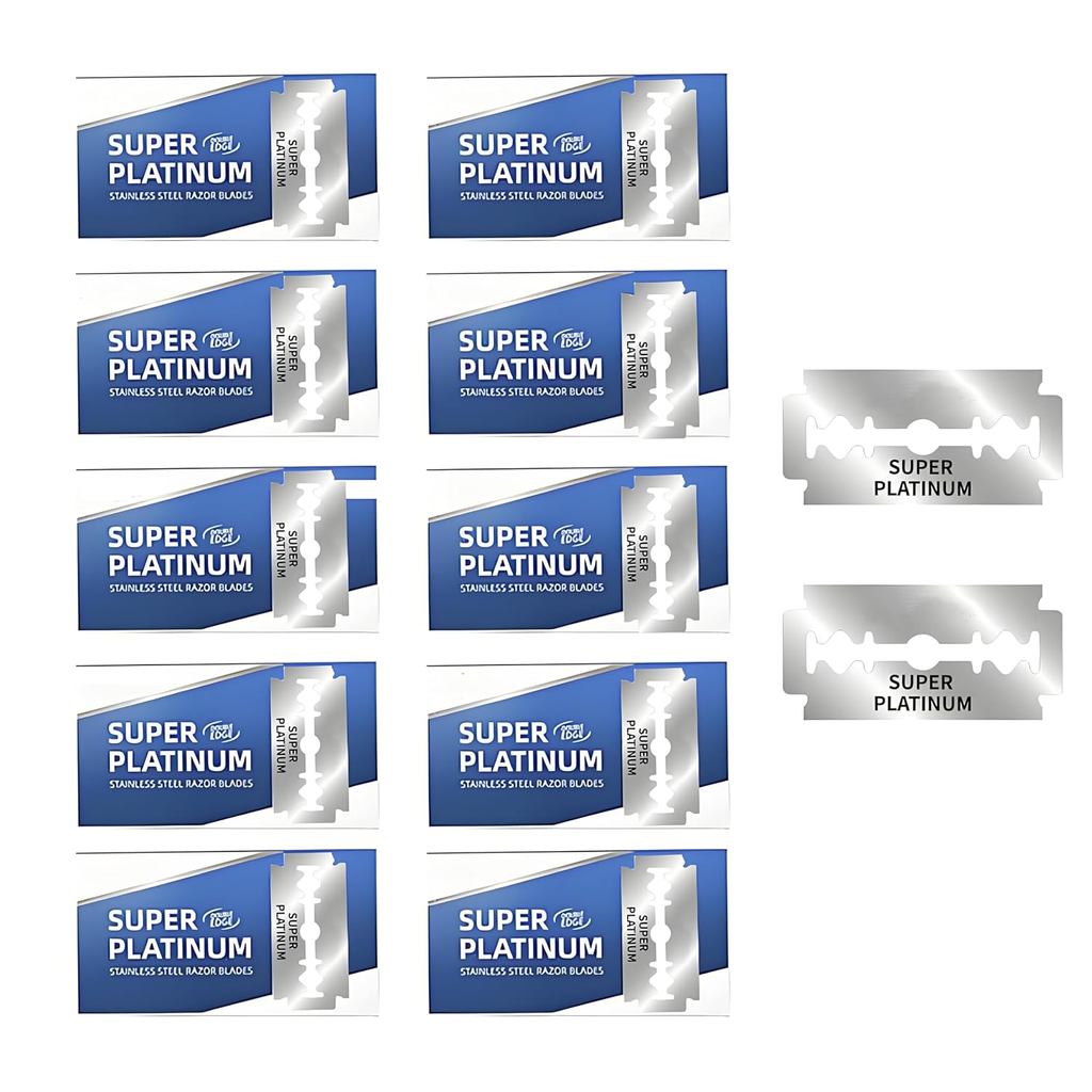 EIen 100 นับ Double Edge Razor Blades- Mens Safety Razor Blades for Shaving - Platinum Stainless Ste