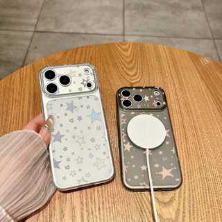 Ốp Lưng IPhone 13 15 11 17 16 12 14 ProMax Nền sao trái tim tông nhạt 7 8Plus XR X XS Max