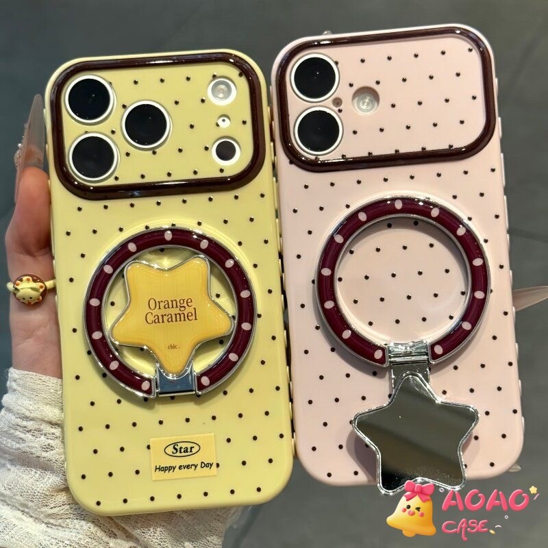 เคสดีไซน์เรียบง่าย ลายจุดสีชมพู/สีเหลือง สำหรับ iPhone 16 Plus 11 17 Air 14 15 Pro 13 12 17 Pro Max X Xr Xs Max 7 8 Plus