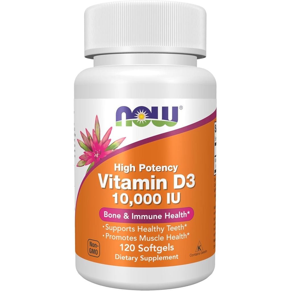 NOW s D3 10000 IU est Potency พอร์ตโครงสร้าง* 120 ซอฟท์เจล