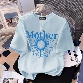 TeddyTee 🎀เสื้อวันแม่ เสื้อน่ารัก สื้อยืด oversize รูปแบบถนน โคตรนุ่ม ผ้าคอตตอน ลาย "MOTHER flower" สินค้าใหม่