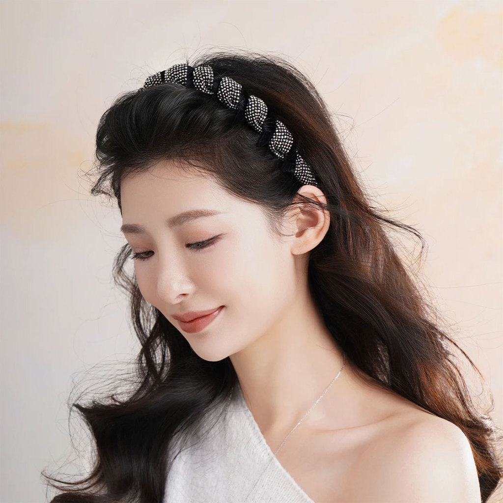 FFX FFX [Chaser] High-End Light Luxury Super กระพริบเพชรเต็มแฟชั่นฟันหวี Wave แถบคาดศีรษะ Hairpin He