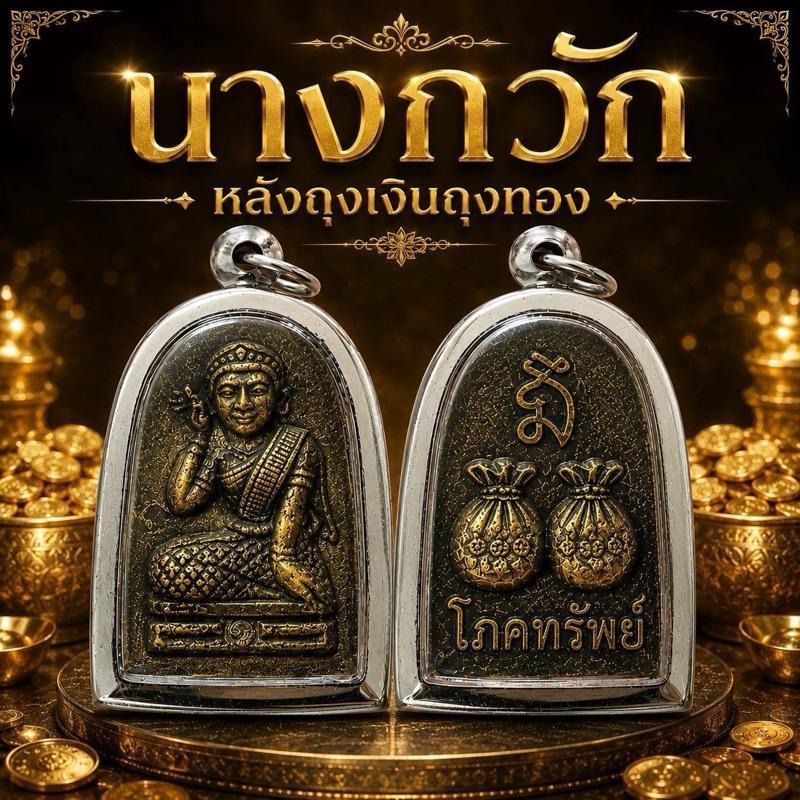 จี้นางกวัก องค์แม่นางกวักถุงเงินถุงทอง แม่นางกวักโภคทรัพย์ กรอบสแตนเลส วัตถุมงคล