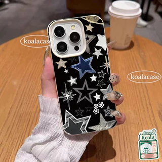 เคสสัมผัสหนัง ลายดาว สีดำ สไตล์ฮิต เข้ากันได้กับ OPPO Reno 16F 16 15 14 11 12 F 15F 14F 10 13 12F 16 15 14 11 12 Pro