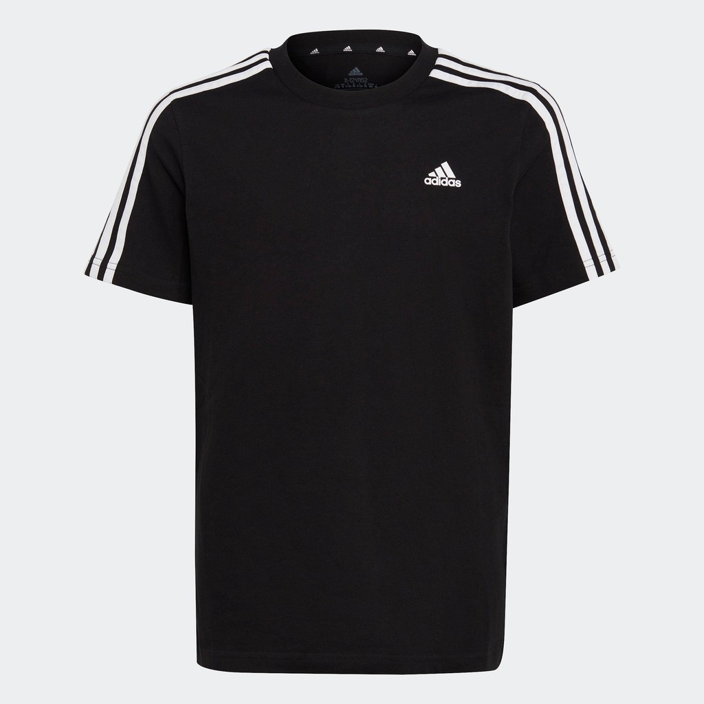 adidas ไลฟ์สไตล์ เสื้อยืด Essentials 3-Stripes Cotton เด็ก สีดำ HR6330