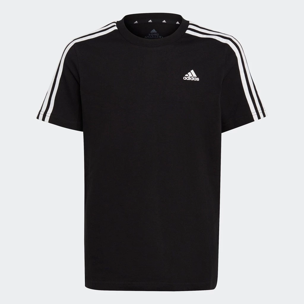 adidas ไลฟ์สไตล์ เสื้อยืด Essentials 3-Stripes Cotton เด็ก สีดำ HR6330