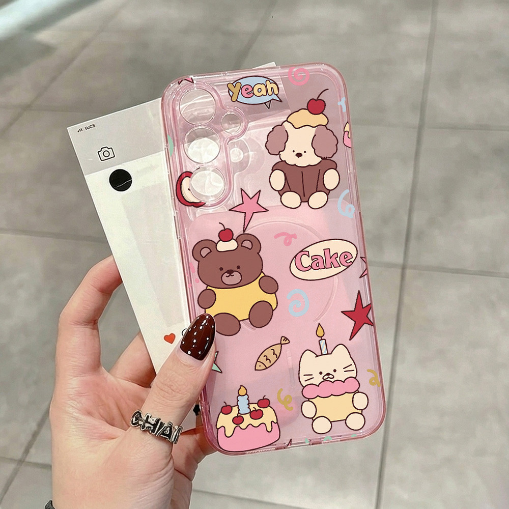 เคสโทรศัพท์หมีน่ารัก For Samsung A06 A16 A15 A57 A05S A56 A07 A17 A34 A35 A36 A37 A54 S26 Ultra เคสโทรศัพท์ TPU บางเฉียบ