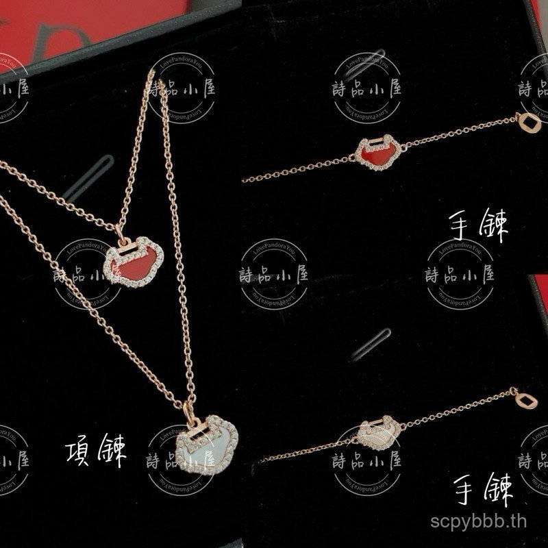 บ้านบทกวีขายร้อน ️ Real Shot s925 เงินสเตอร์ลิงหนาชุบทองชั้น mini Ruyi สร้อยข้อมือสร้อยคอ W8U9