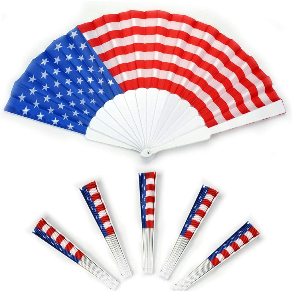 Nanaborn 4th of July Hand แฟนผ้าพับสําหรับ Patriotic USA/American Flag Independence Parade Pride Par