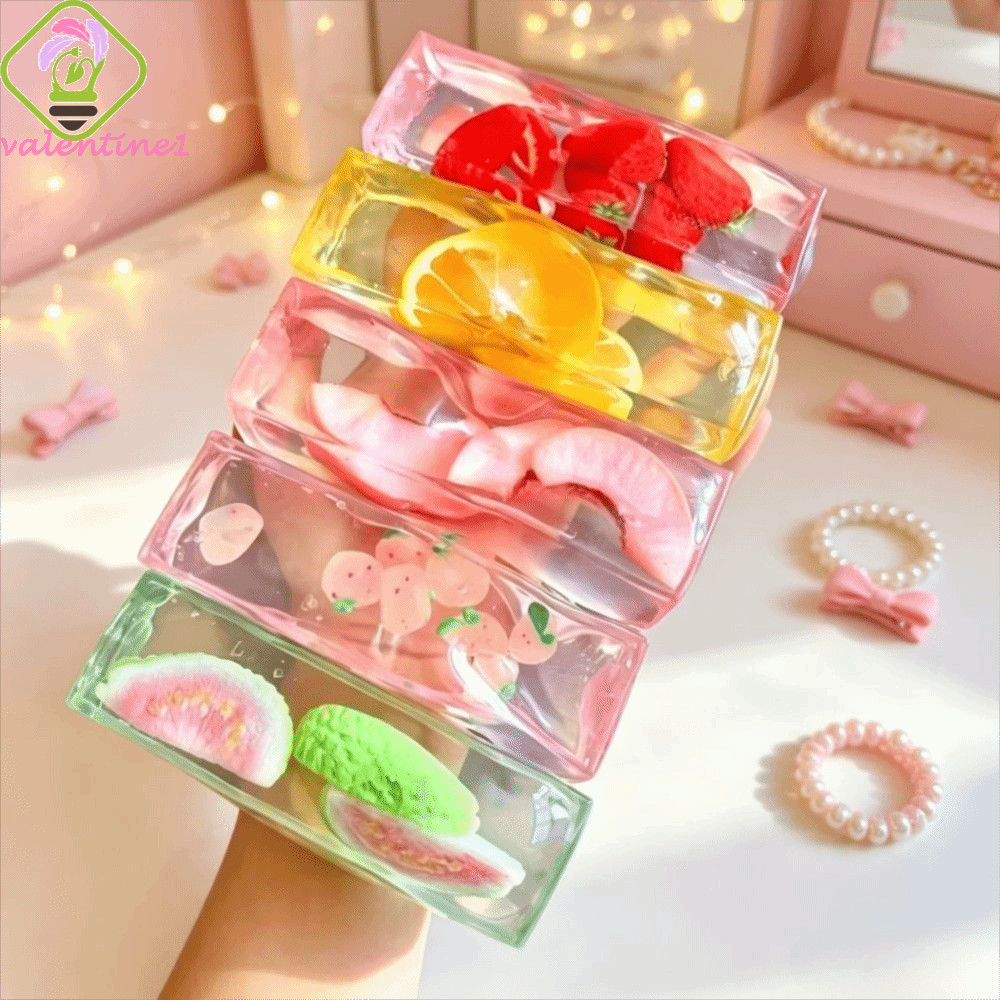 VALENTINE ผลไม้ ICE CUBE Squishy ของเล่น,โปร่งใสนุ่มผลไม้ Slush Squishy ของเล่น, ICE CUBE ช้า Rising