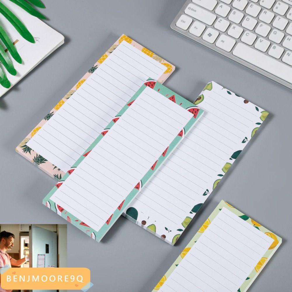 BENJMOORE9Q Magnetic Shopping List Pad, การพิมพ์รูปแบบผลไม้ Magnetic Notepad, Planner Note Pad สําหร