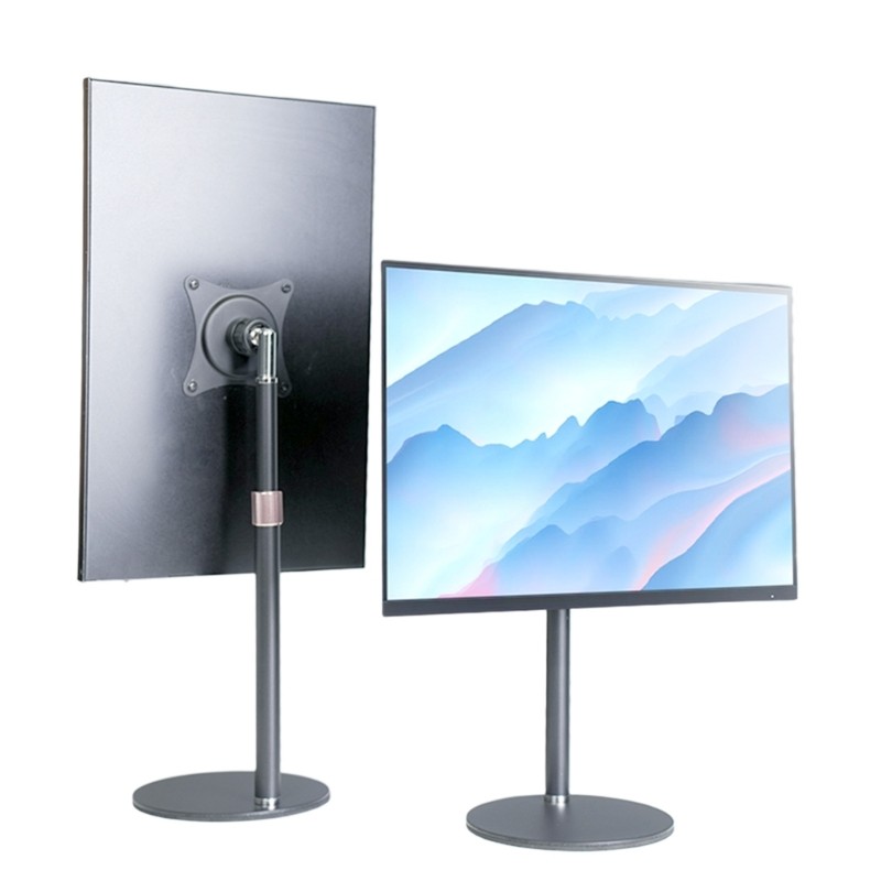 AADT ขาตั้งจอภาพแบบพกพา 75 x 75 มม. VESA Mount ขาตั้งโต๊ะโลหะพร้อมฐานกลมและคอลัมน์รองรับแบบยืดไสลด์ส