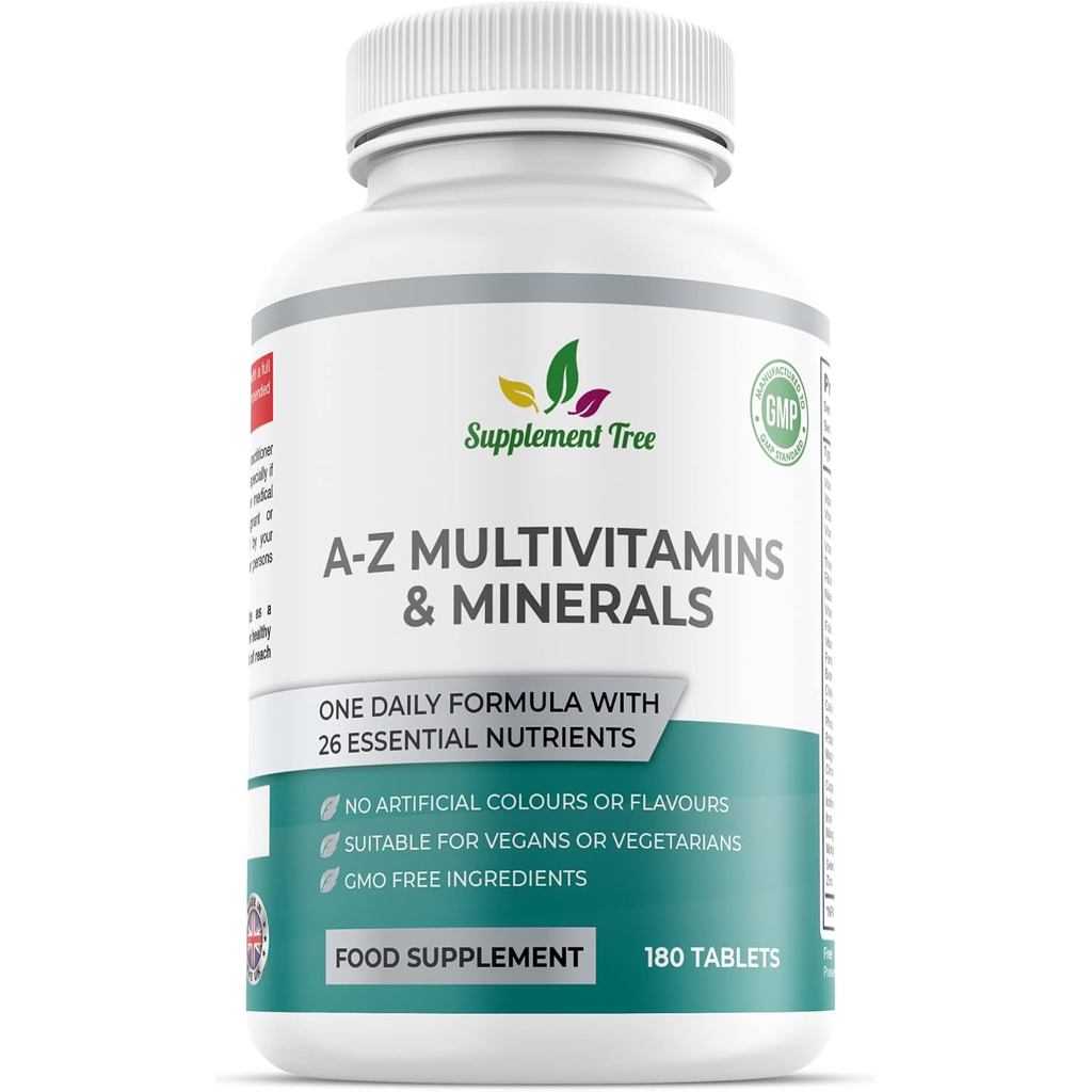 AZ Multivitamins and Minerals Tablets - 180 Vegan Multivitamin Tablets for Men & Women (6 เดือน ply)