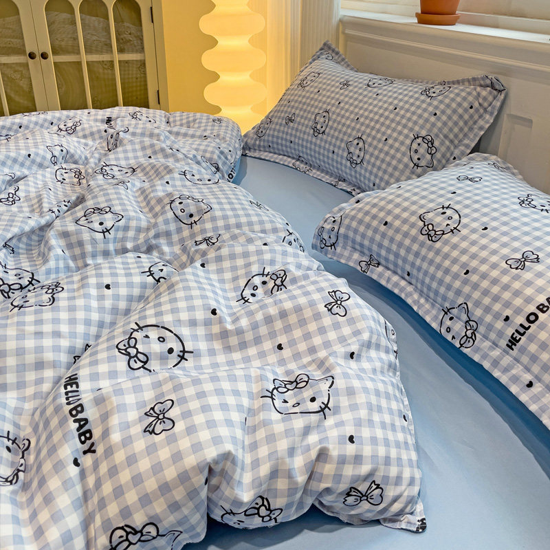 卧室被套被罩四套学生宿舍床上床单单双人水洗棉床上用品三套Bedroom quilt cover quilt cover four sets of student dormitory bed202608