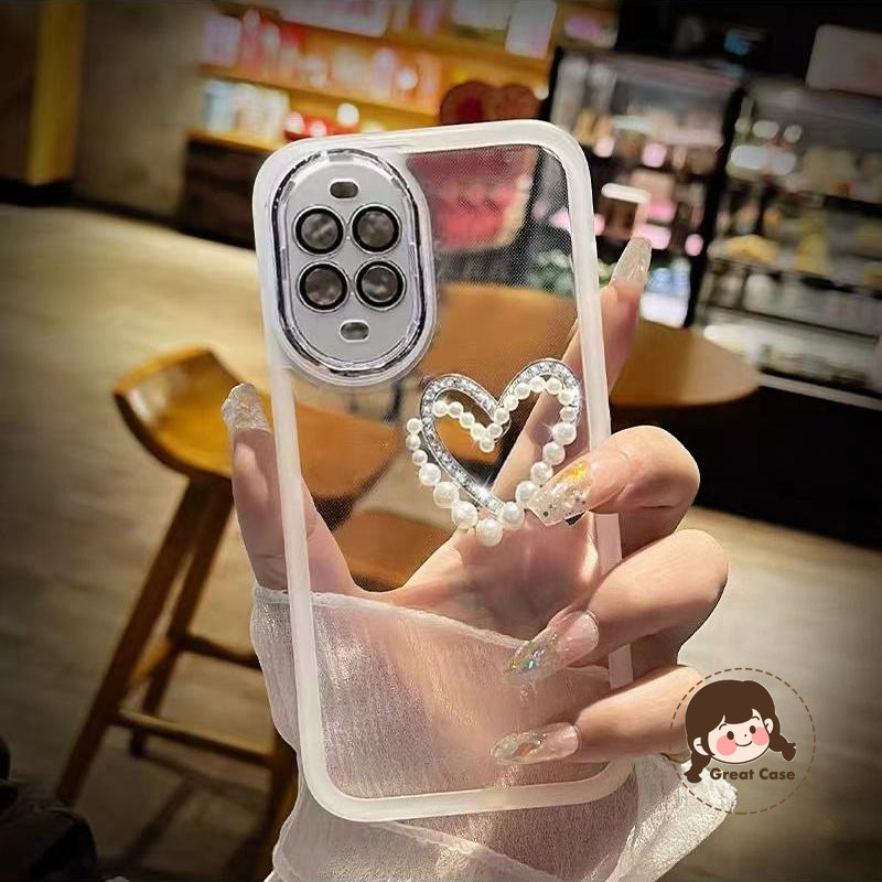 หรูหรา 3D Pearl Love Heart เคสโทรศัพท์สําหรับ Honor X7E X9C สมาร์ท X9B X9A X9 X9D X8 X8A X8B X8C X8D