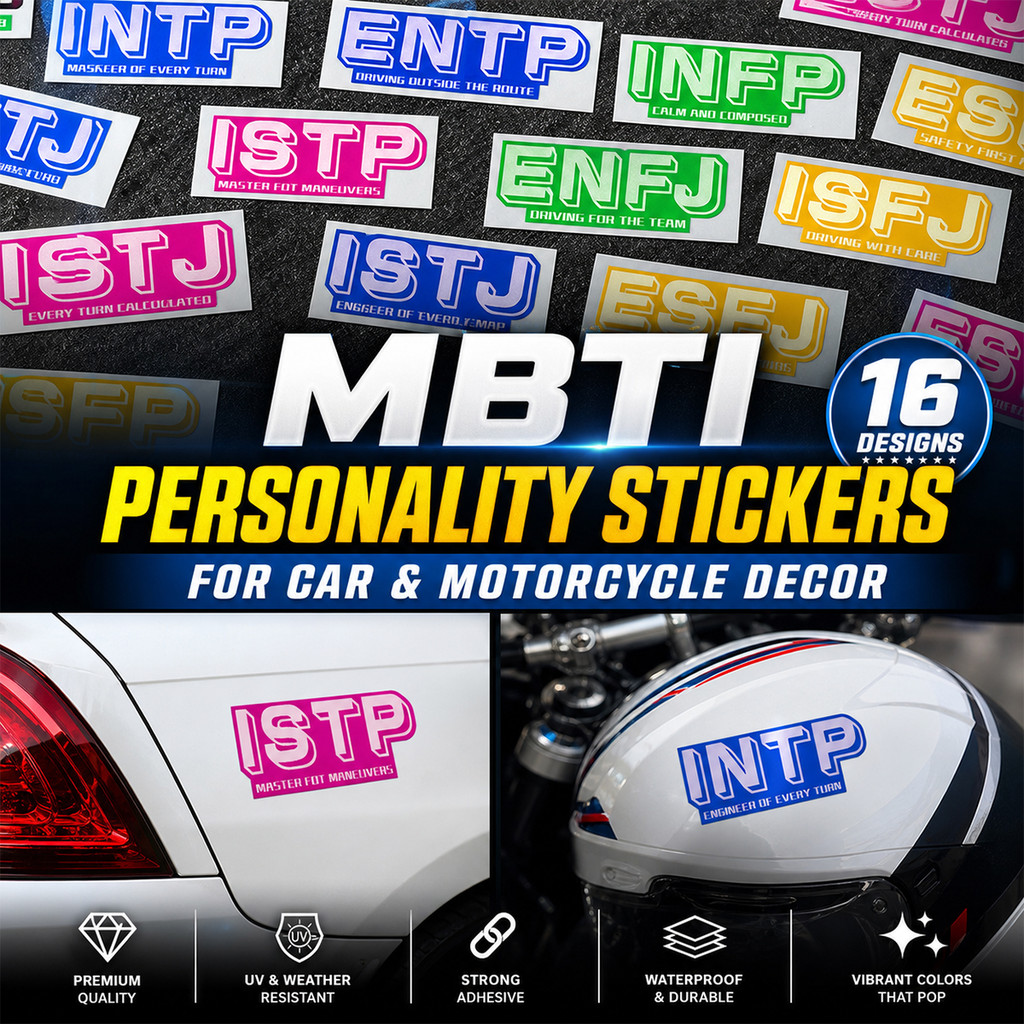 MBTI 16 ประเภทบุคลิกภาพสติกเกอร์สําหรับหมวกกันน็อครถจักรยานยนต์รถแล็ปท็อปไวนิลกันน้ําตกแต่งรูปลอก