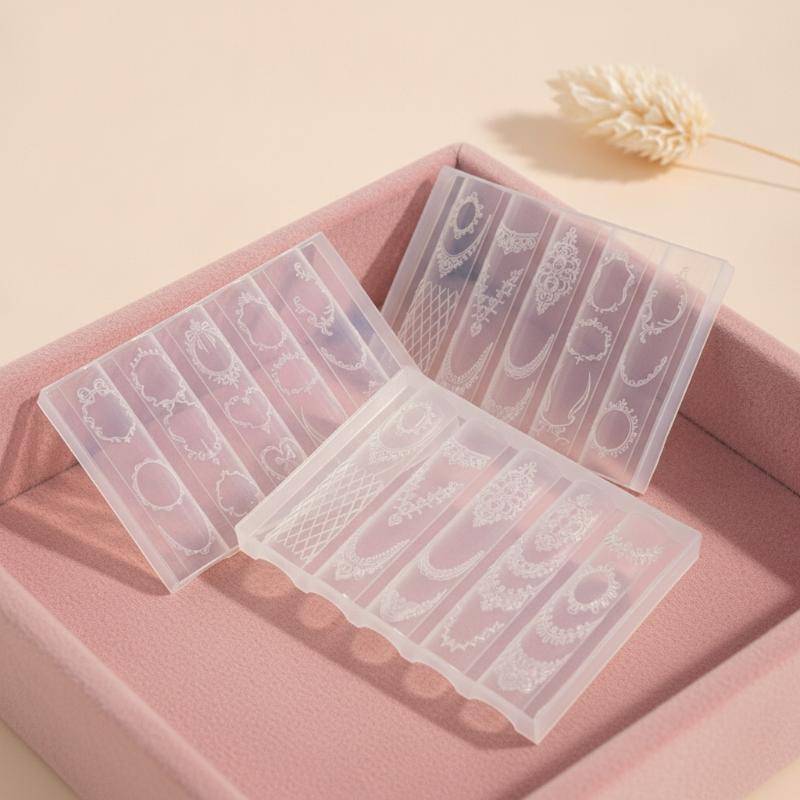 [maybeauty] แม่พิมพ์ซิลิโคนเล็บ 3D ลูกไม้นูนหินรูปแบบ Non-Sti เครื่องมือนํากลับมาใช้ใหม่สําหรับเล็บบ้าน DIY Design {TH}
