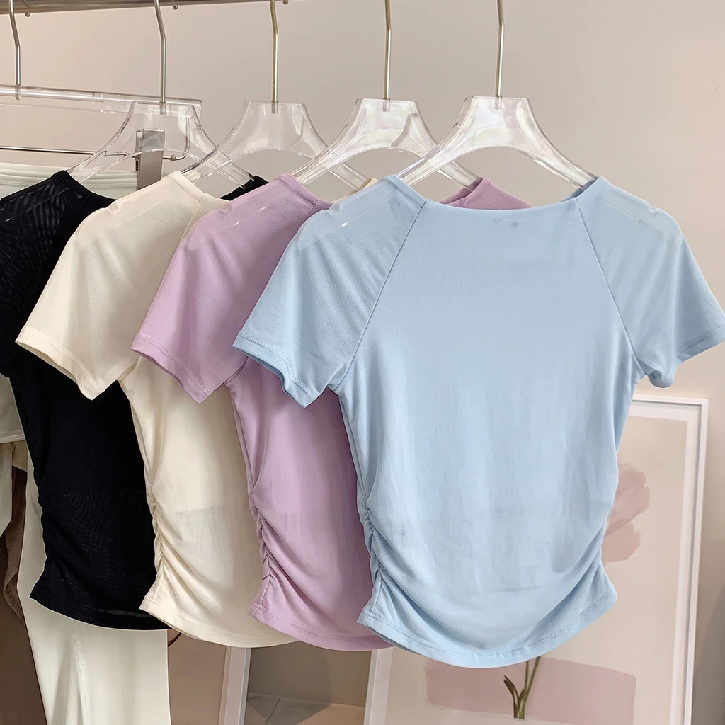 MAGGIEYOGA เสื้อครอปท็อปแขนสั้น ผ้าตาข่าย thumbnail 3