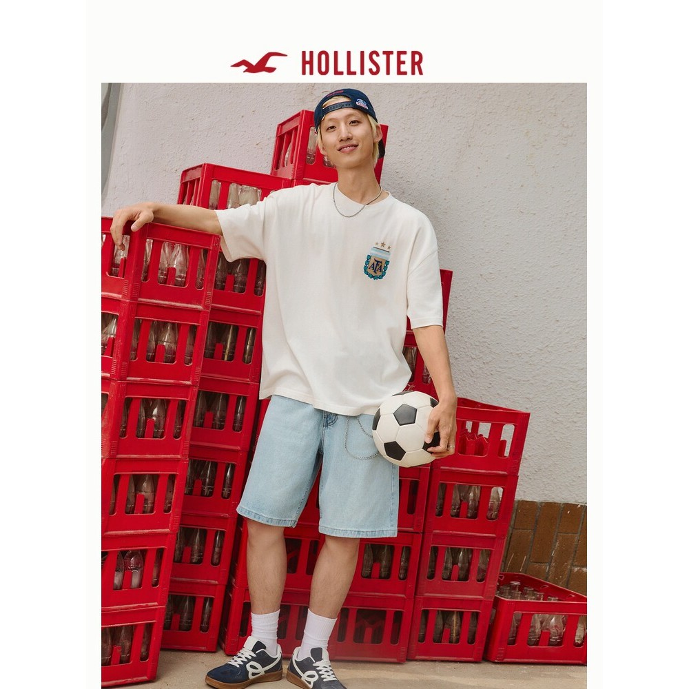 Hollister Trend Cotton Team Profile Sports Print 100% Cotton Fashion Short Sleeve T-Shirt Summer Men