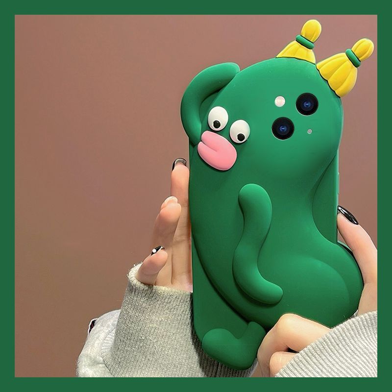 เหมาะสําหรับ 13promax เคสโทรศัพท์ 12por ตลก 11 Fun แตงกวาการ์ตูนสามมิติน่ารัก
