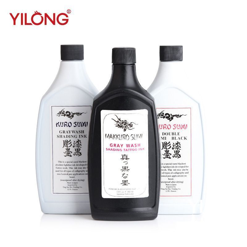 YILONG อุปกรณ์สักแกะสลัก Lacquer สีดํา 360ML ในประเทศขวดขนาดใหญ่ Fog Tattoo วัสดุสีดําโรงงานขายตรง