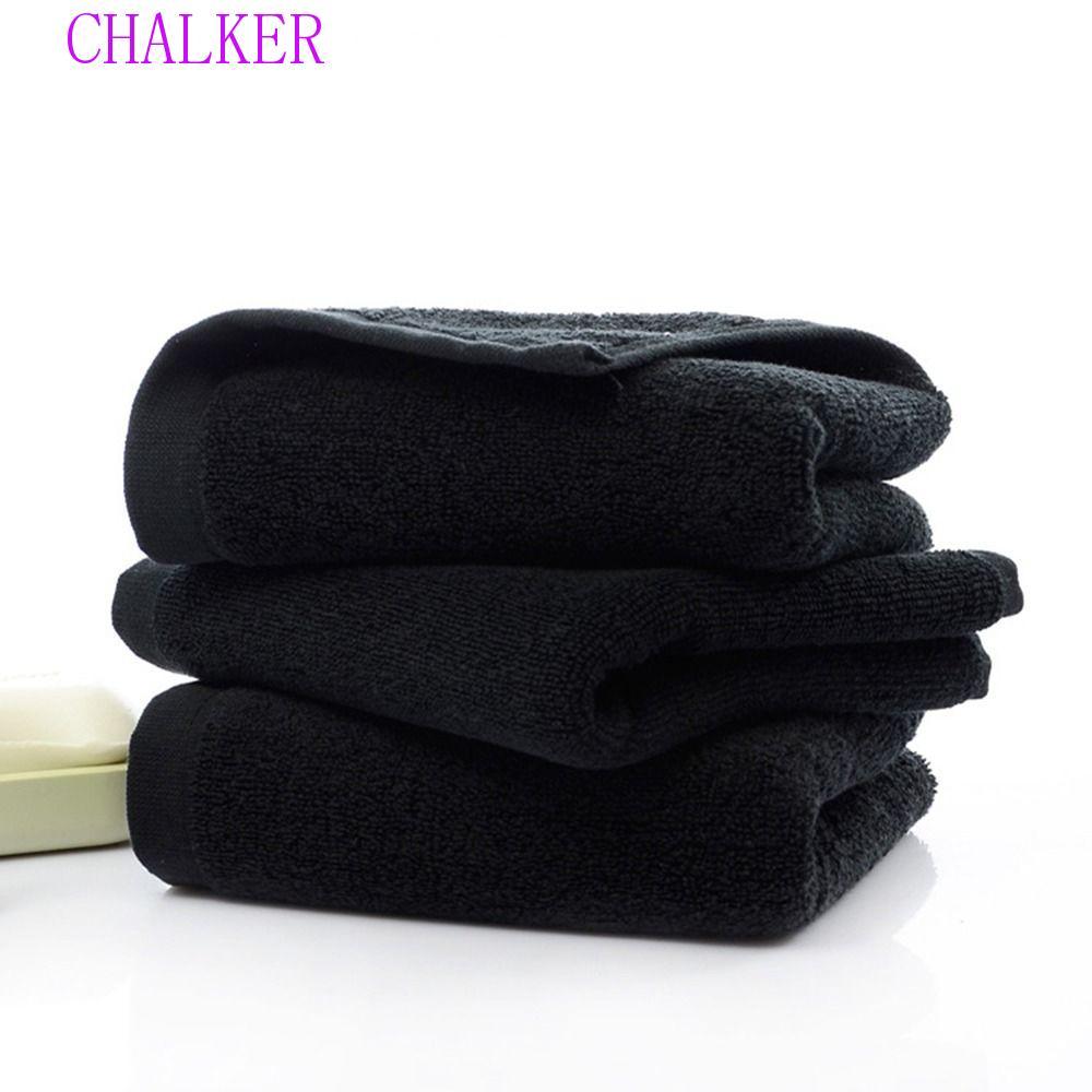 ผ้าขนหนูอาบน้ํา CHALKER ผ้าขนหนูเช็ดหน้าอาบน้ําหนาสีดําสิ่งจําเป็นในชีวิตประจําวันผ้าฝ้ายดูดซับสูงเป็นมิตรกับผิวผ้าขนหนูในครัวเรือนฟิตเนส