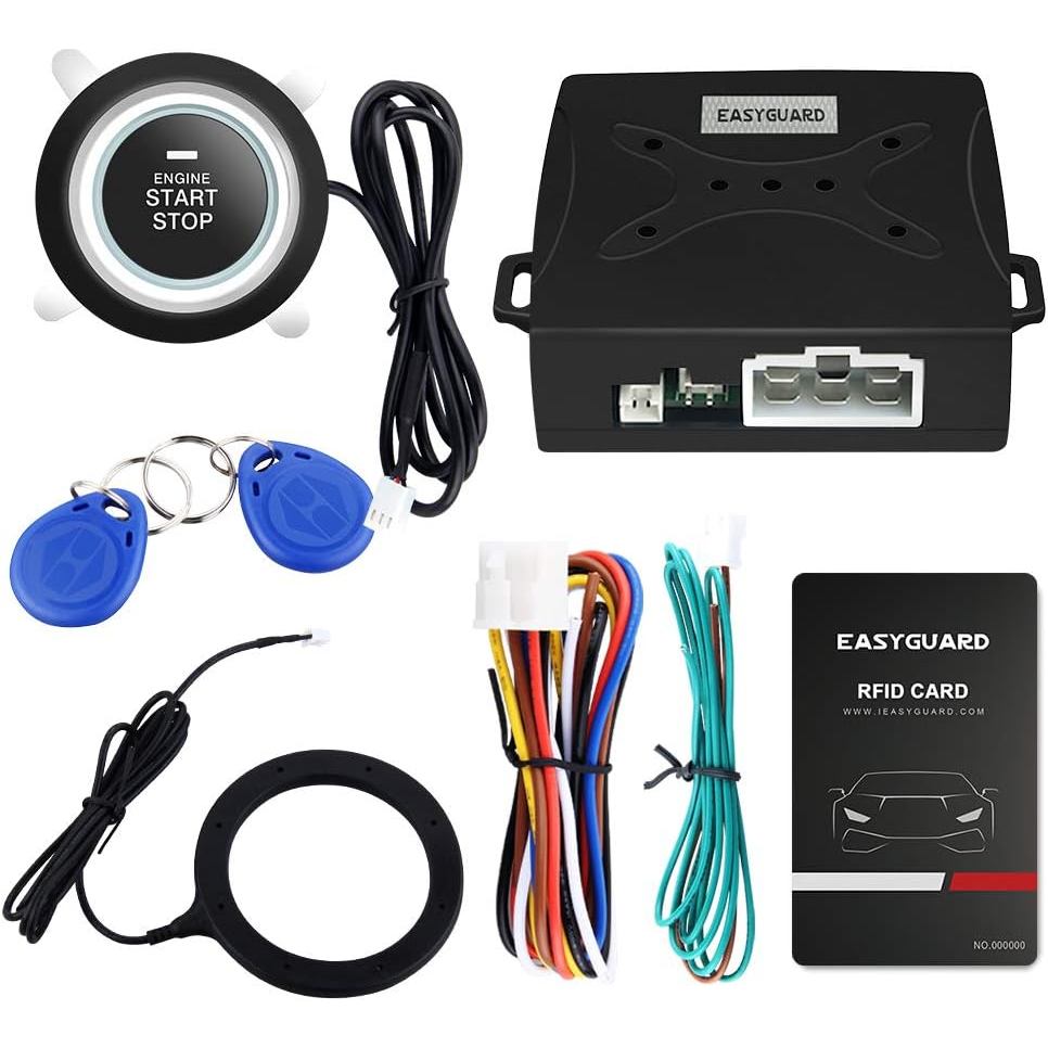 EASYGUARD EC004 สมาร์ท RFID Push Engine Start ชุดปุ่ม & Keyless Go ระบบอัพเกรด Key Start to Push Sta