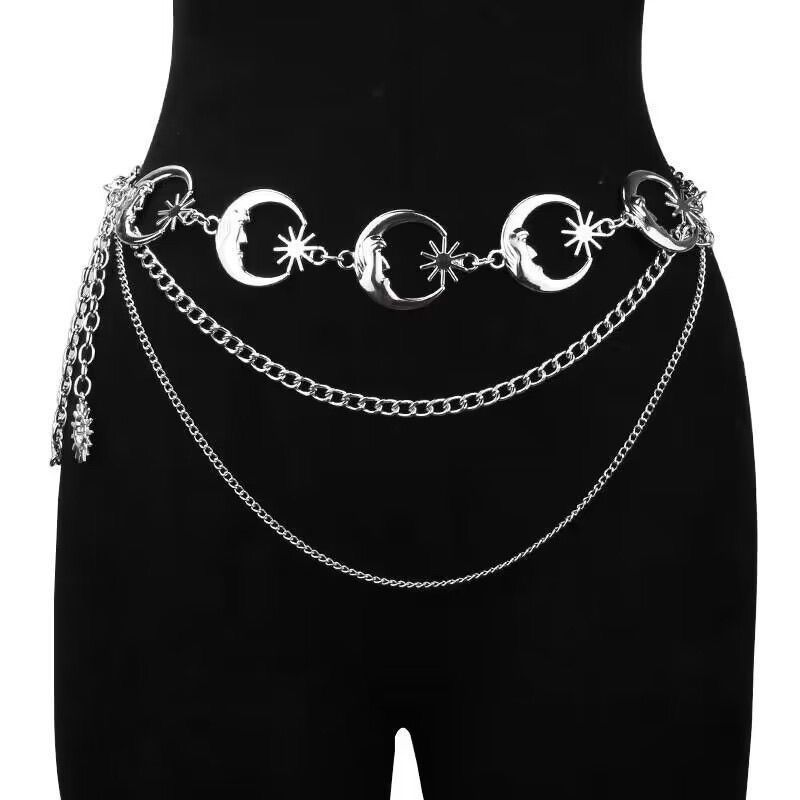 复古大气金* 属配饰腰链夏季新款时尚辣妹身体连衣裙腰带Chain Waist Chain Decoration Women'S Waist Accessories * Spicy Girl High-