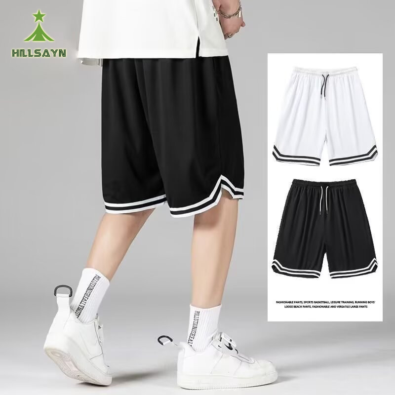 กางเกงขาสั้นผู้ชาย HillsayN Loose Quick-Drying Sports กางเกงขาสั้นอเมริกันลําลอง