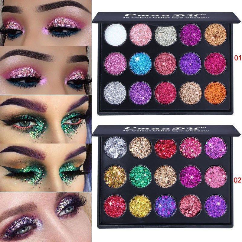 Glue15Color12y June 1st New sparkling glitter powder eyeshadow palette for stage makeup, no diamond 