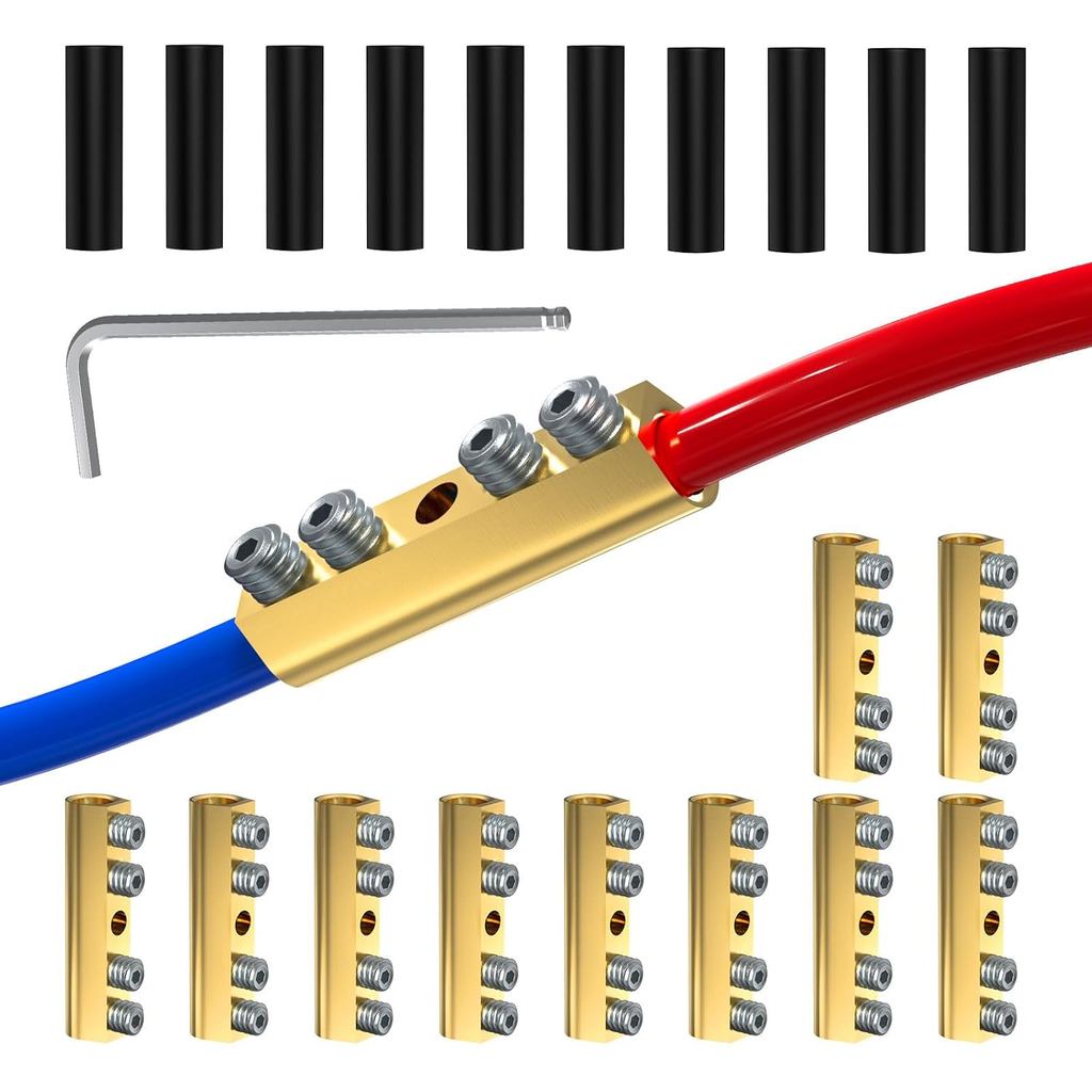 GKG 10PCS 10-6 AWG Gauge Wire Connectors Nut Kit - 80A ทองเหลืองสายไฟการเชื่อมต่อ Terminals ความร้อน