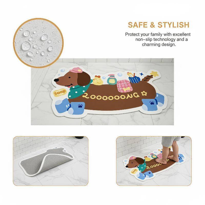 Louislifebliss การ์ตูน Dachshund Puppy Non-Slip Bath Mat Qui แห้งดูดซับพรมปูพื้นสําหรับห้องน้ําประตูด้านหน้าห้องครัว Porch ใช้ใหม่