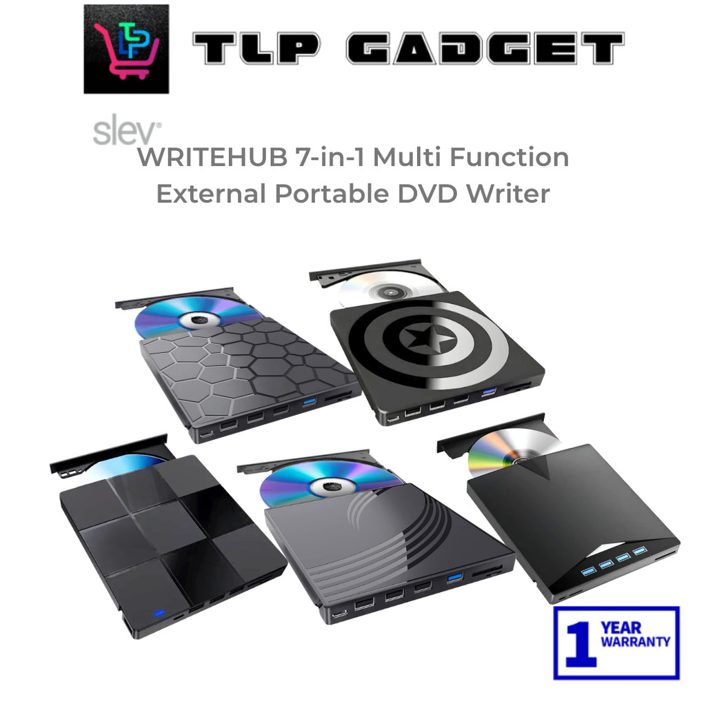 Slev WRITEHUB 7-in-1 Multi Function External Portable DVD Writer