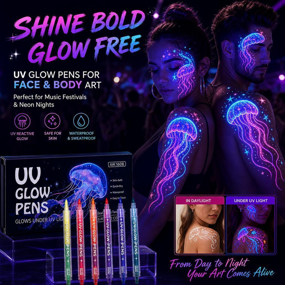Sug Double Head Dual สี Body Paint ปากกา Art Graffiti ผ้า Marker Uv ปากกาเรืองแสงลายเซ็น C7t8
