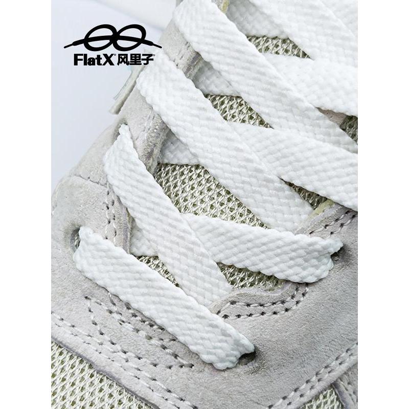 NB New Balance เหมาะสําหรับ 574 327 996 เชือกผูกรองเท้าแบนเมล็ดหนาสองชั้น 10 มม. สีดําสีขาวสีเทา New