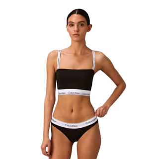 CALVIN KLEIN เสื้อชั้นในผู้หญิงถอดสายได้ Icon Cotton Modal Lightly Lined Bandeau Bra รุ่น QF8838AD UB1-สีดำ