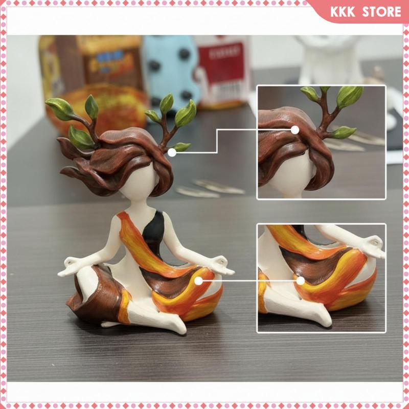 [Wishshopefhx] Deity Sculpture with Branch Hair Resin Deity รูปปั้นการทําสมาธิที่มีพื้นผิว