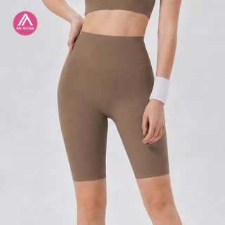 AirActive Leisure กางเกงขาสั้น เอวสูง ป้องกันการม้วนงอ สําหรับเล่นโยคะ ฟิตเนส วิ่ง ยกสะโพก