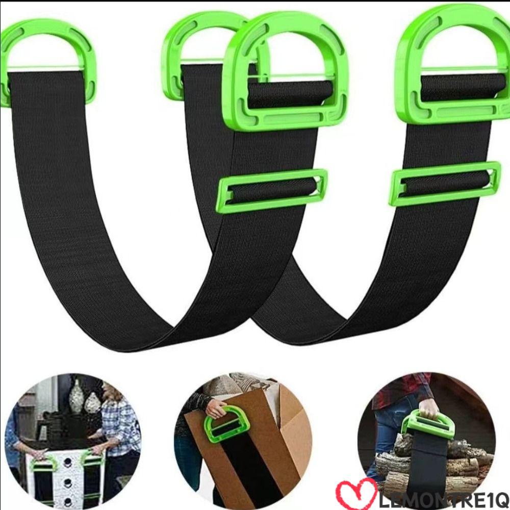 LEMONTREE Moving Lifting Strap,จับสบายไนลอนเฟอร์นิเจอร์Moving Strap,ทนทานปรับความยาวสีดําสีเขียวHeav
