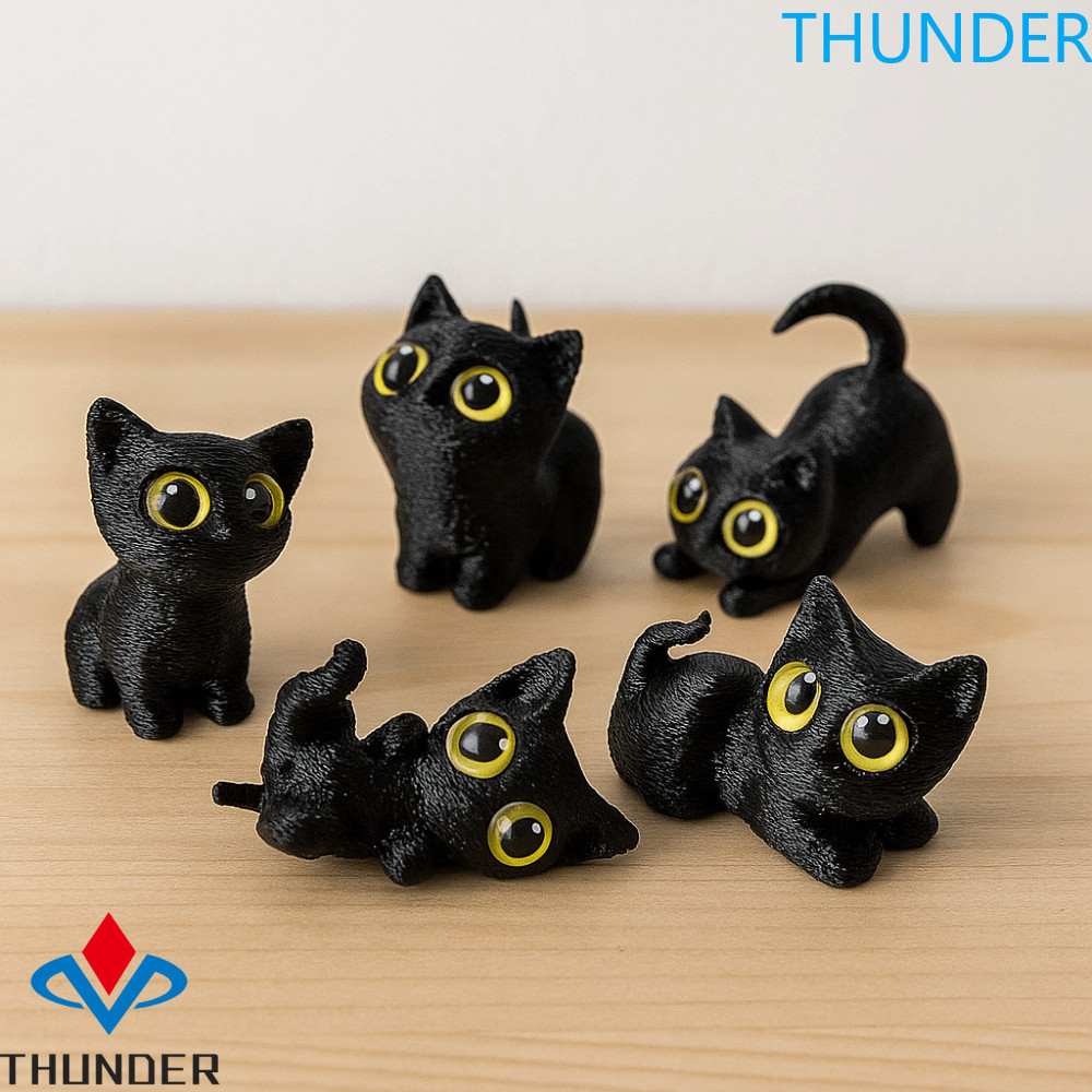 THUNDER ฮาโลวีนแมวอะนิเมะรูป, PLA หัตถกรรม 3D พิมพ์แมว Figurines ของเล่น, Kawaii สะสมตลกตุ๊กตาแสดงลูกแมว Micro ภูมิทัศน์หัตถกรรม Party ของขวัญ