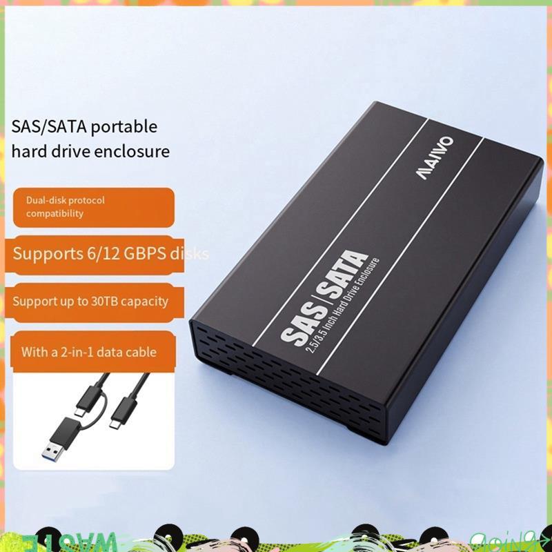 SAS/SATA กล่องใส่ฮาร์ดไดรฟ์ภายนอก 2.5/3.5 นิ้ว SAS/SATA HDD Case Sata to Type-C Hdd Dock รองรับสูงสุ
