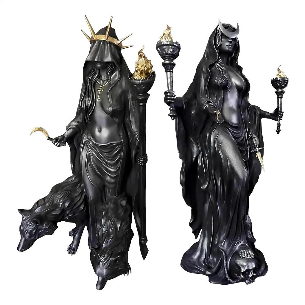 Hekate รูปปั้น Gothic Night แม่มดเรซิ่นเครื่องประดับหัตถกรรมแฟนตาซีชั้นวางหนังสือตกแต่งสําหรับชั้นวา