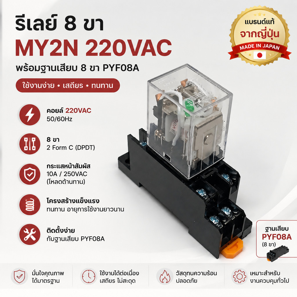 ใน กทม รีเลย์ ซ๊อคเก็ต RELAY my2 my2n  my4n my2n+socket my4n+socket DC12v DC24v AC220v