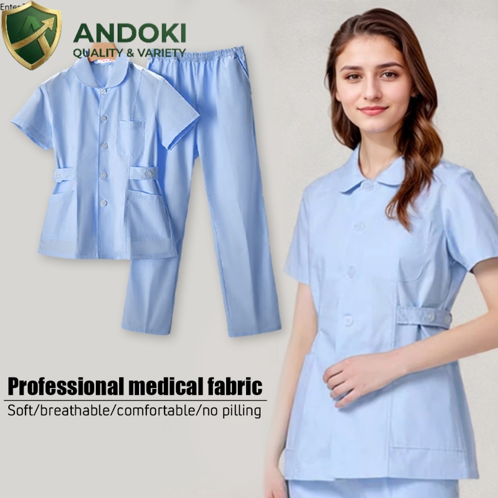 ชุดทำงานพยาบาลสำเร็จรูป มือ1 เหมาะกับน้ำหนัก45-74kg เสื้อและกางเกง ผ้านุ่ม ดูดเหงื่อไซด์ s-xl