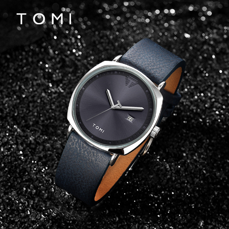 TOMI Minimalist Black Quartz Watch Fashion Unisex Casual Ready Stock