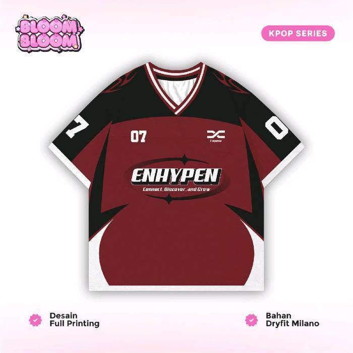 หลมล่าสุดKpop Idol Jersey Enhypen Bite Meรุ่นผู้ชายผู้หญิงรุ่นDryingfit MilanoวัสดุFull Print Series