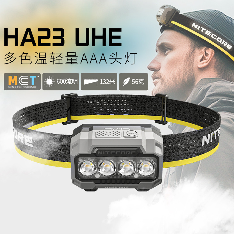 NITECORE NITECORE HA23 UHE ไฟหน้าอุณหภูมิหลากสีกลางแจ้งน้ําหนักเบาแบบพกพาไฟวิ่งข้ามประเทศ