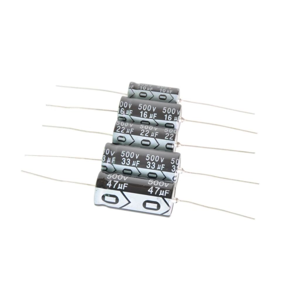 500V10UF/16UF/22UF/33UF/47UF Electrolytic Capacitor แนวนอน Mandrel พร้อม Polar Capacitor