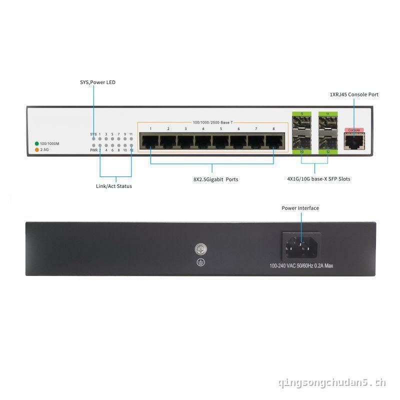 12-Port 2.5G Switch 10G Mega Light Port Managed Switch การจัดการเว็บ vlan Score